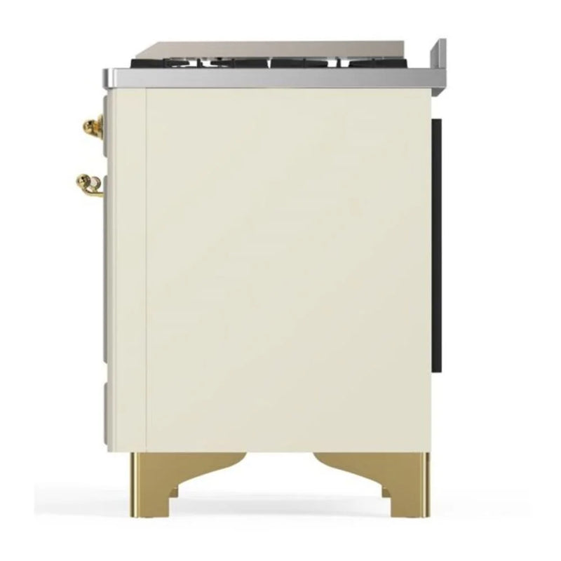 ILVE Majestic II 60" Dual Fuel Freestanding Range in Antique White with Brass Trim, UM15FDQNS3AWGLP