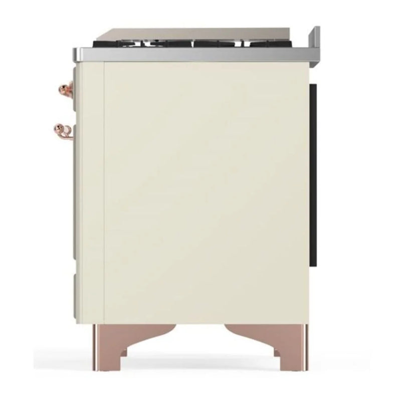 ILVE Majestic II 60" Dual Fuel Freestanding Range in Antique White with Copper Trim, UM15FDQNS3AWPLP
