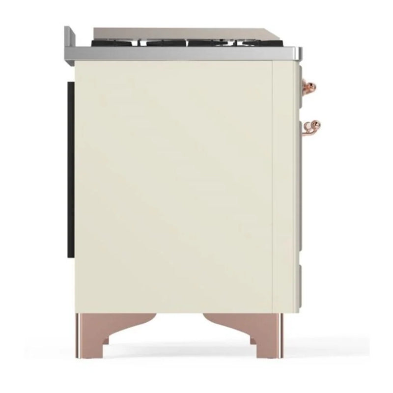 ILVE Majestic II 60" Dual Fuel Freestanding Range in Antique White with Copper Trim, UM15FDQNS3AWP