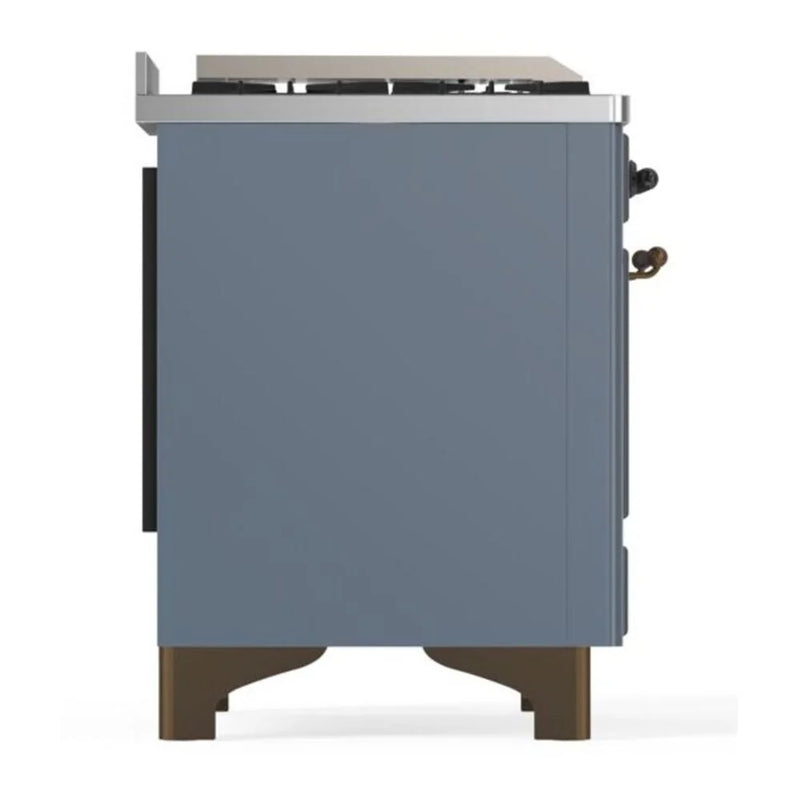 ILVE Majestic II 60" Dual Fuel Freestanding Range in Blue Grey with Burnished Trim, UM15FDQNS3BGBLP