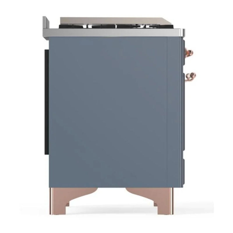 ILVE Majestic II 60" Dual Fuel Freestanding Range in Blue Grey with Copper Trim, UM15FDQNS3BGPLP