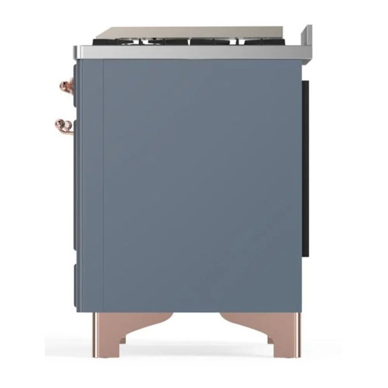 ILVE Majestic II 60" Dual Fuel Freestanding Range in Blue Grey with Copper Trim, UM15FDQNS3BGP