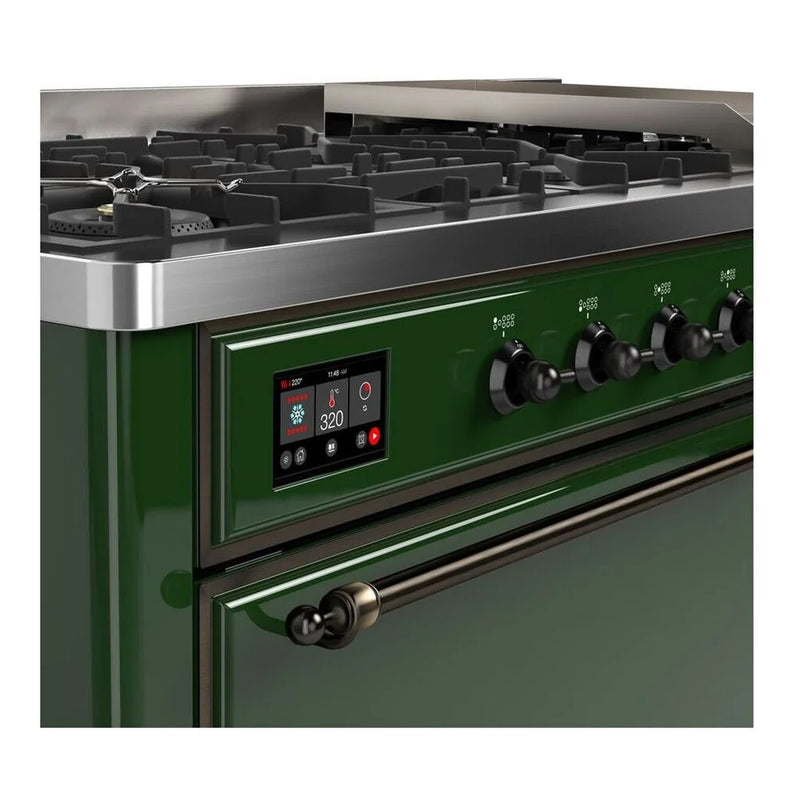 ILVE Majestic II 60" Dual Fuel Freestanding Range in Emerald Green with Burnished Trim, UM15FDQNS3EGBLP