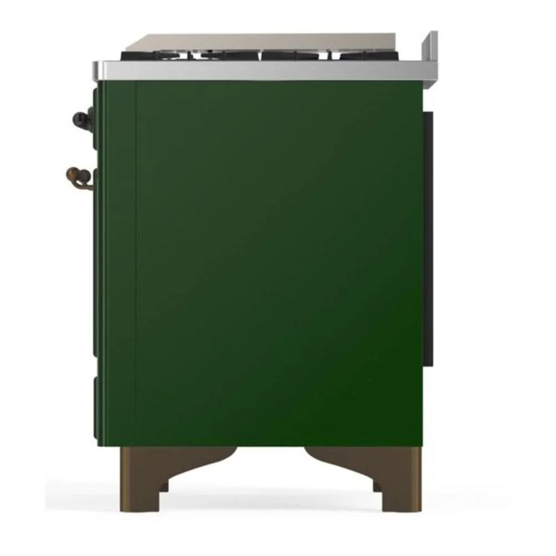 ILVE Majestic II 60" Dual Fuel Freestanding Range in Emerald Green with Burnished Trim, UM15FDQNS3EGB