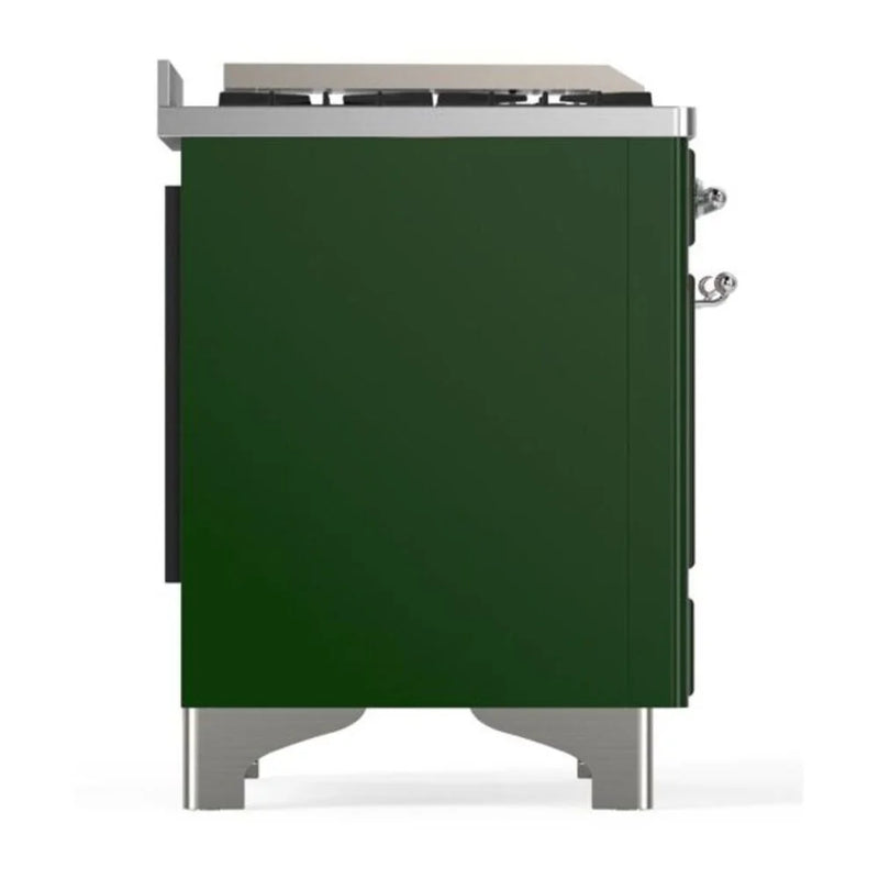 ILVE Majestic II 60" Dual Fuel Freestanding Range in Emerald Green with Chrome Trim, UM15FDQNS3EGC