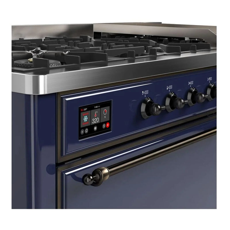 ILVE Majestic II 60" Dual Fuel Freestanding Range in Midnight Blue with Burnished Trim, UM15FDQNS3MBB