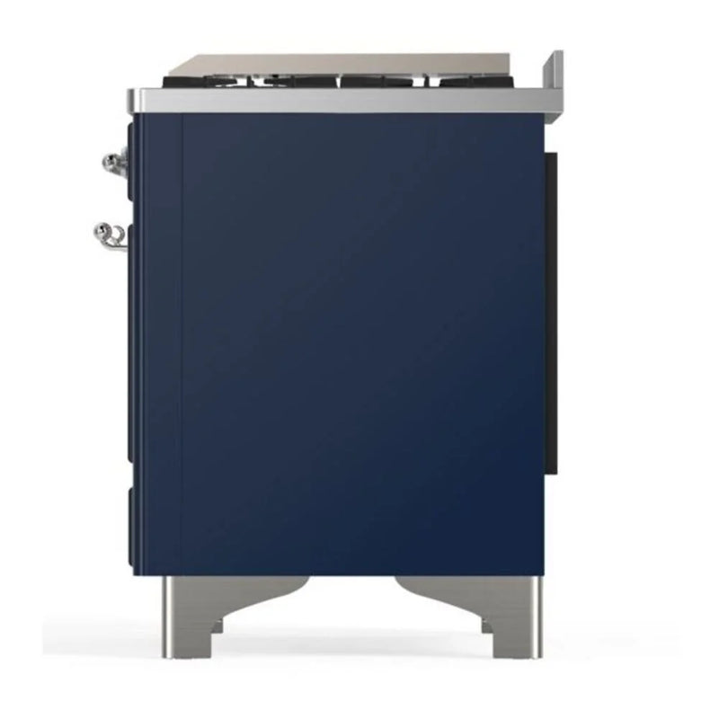 ILVE Majestic II 60" Dual Fuel Freestanding Range in Midnight Blue with Chrome Trim, UM15FDQNS3MBCLP