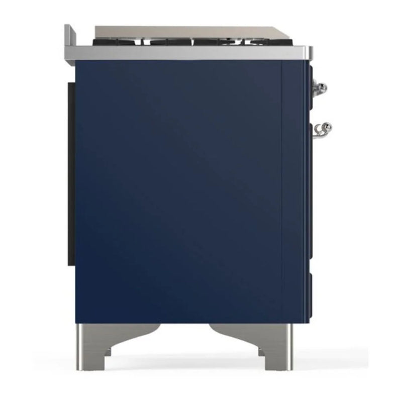 ILVE Majestic II 60" Dual Fuel Freestanding Range in Midnight Blue with Chrome Trim, UM15FDQNS3MBCLP