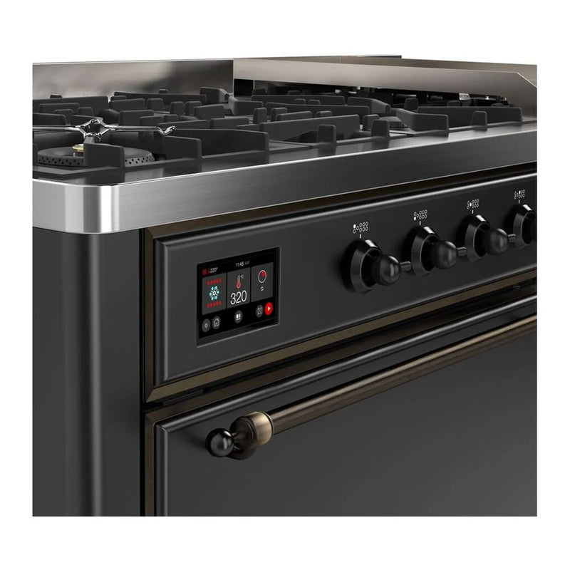 ILVE Majestic II 60" Dual Fuel Freestanding Range in Graphite Matte with Burnished Trim, UM15FDQNS3MGBLP