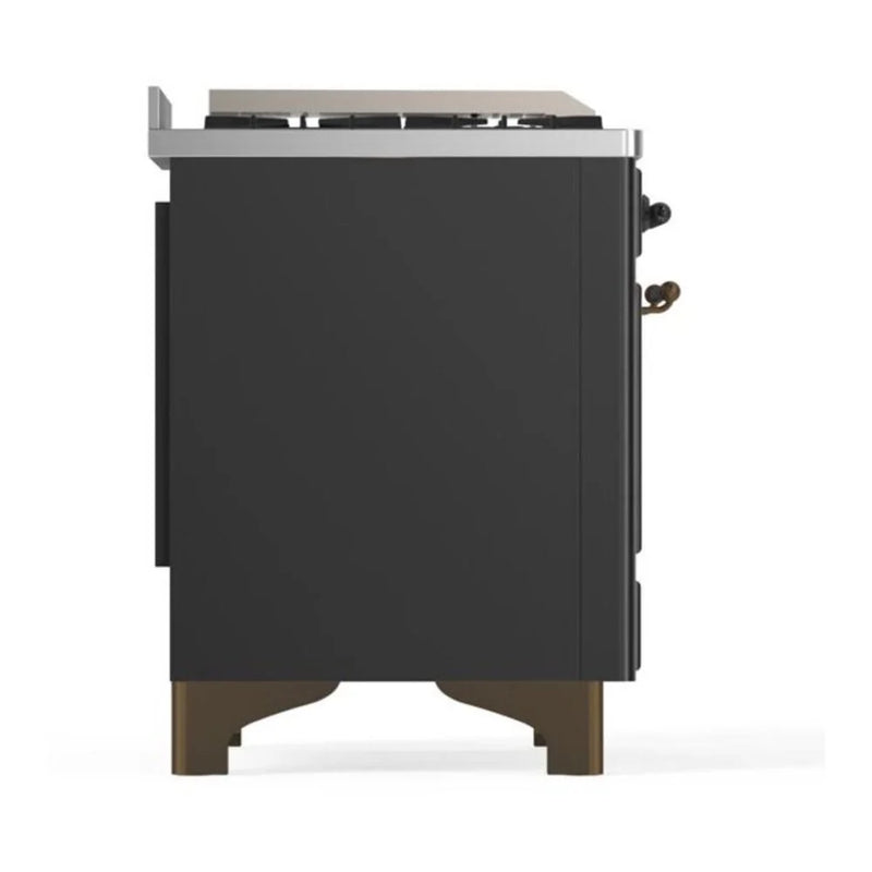 ILVE Majestic II 60" Dual Fuel Freestanding Range in Graphite Matte with Burnished Trim, UM15FDQNS3MGBLP