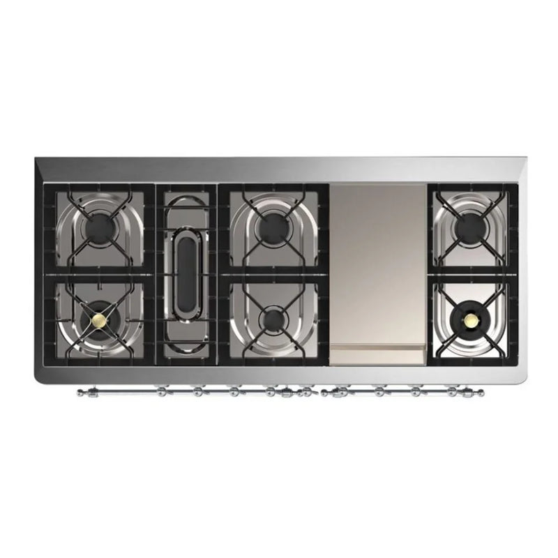 ILVE Majestic II 60" Dual Fuel Freestanding Range in Graphite Matte with Chrome Trim, UM15FDQNS3MGCLP