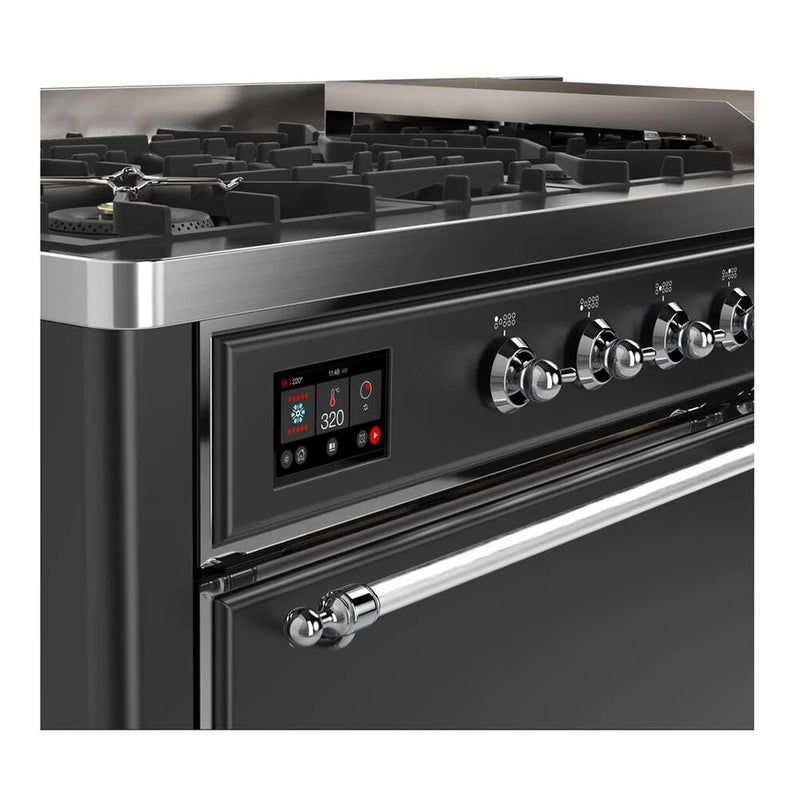 ILVE Majestic II 60" Dual Fuel Freestanding Range in Graphite Matte with Chrome Trim, UM15FDQNS3MGC