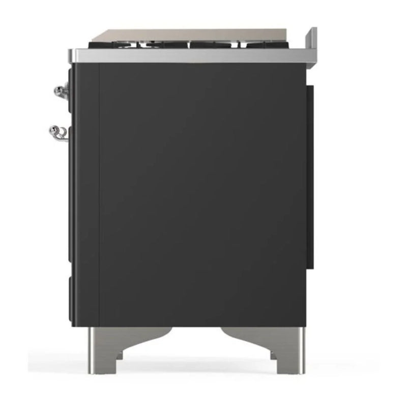 ILVE Majestic II 60" Dual Fuel Freestanding Range in Graphite Matte with Chrome Trim, UM15FDQNS3MGC