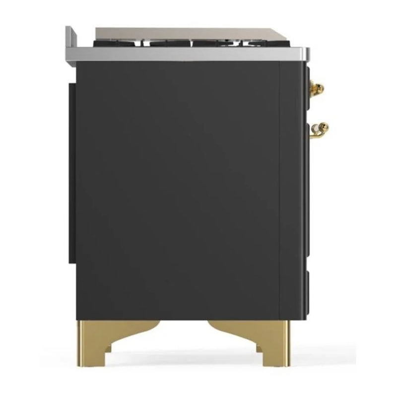 ILVE Majestic II 60" Dual Fuel Freestanding Range in Graphite Matte with Brass Trim, UM15FDQNS3MGGLP