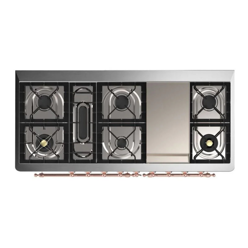 ILVE Majestic II 60" Dual Fuel Freestanding Range in Graphite Matte with Copper Trim, UM15FDQNS3MGPLP