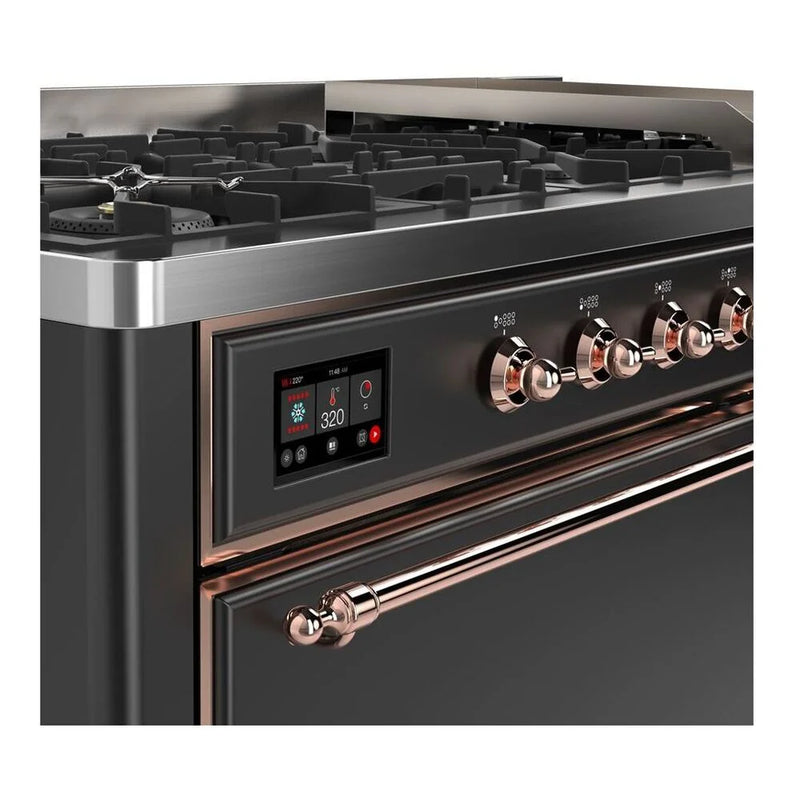 ILVE Majestic II 60" Dual Fuel Freestanding Range in Graphite Matte with Copper Trim, UM15FDQNS3MGP