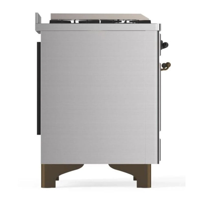 ILVE Majestic II 60" Dual Fuel Freestanding Range in Stainless Steel with Burnished Trim, UM15FDQNS3SSB