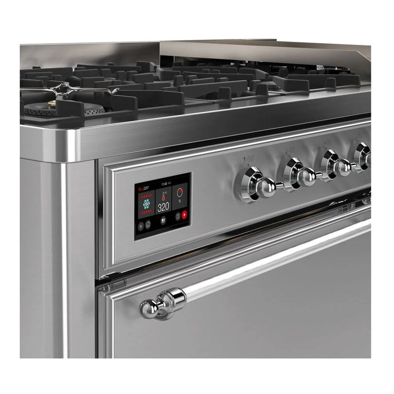 ILVE Majestic II 60" Dual Fuel Freestanding Range in Stainless Steel with Chrome Trim, UM15FDQNS3SSC