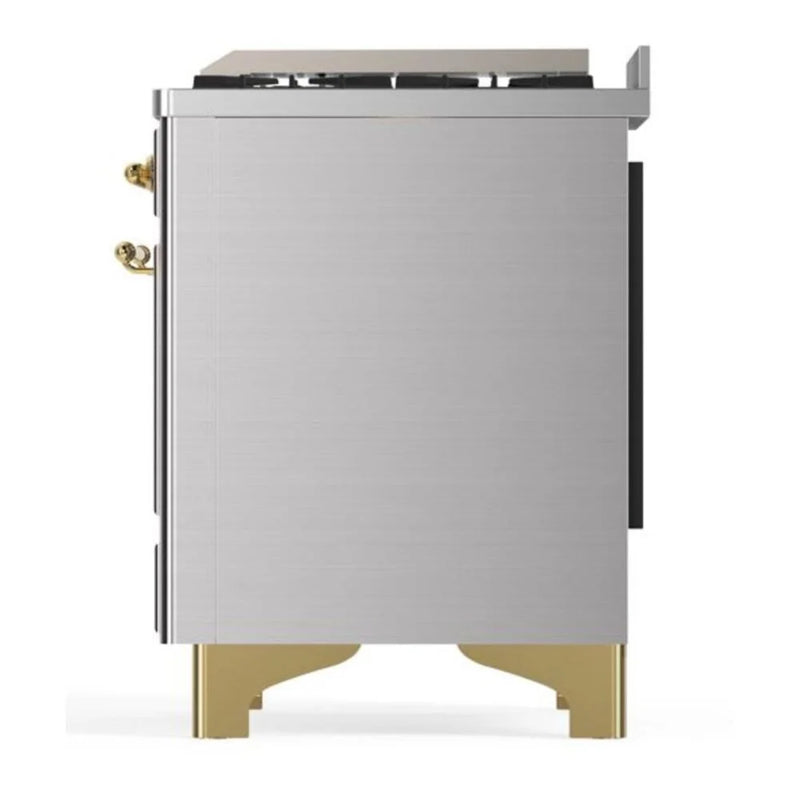 ILVE Majestic II 60" Dual Fuel Freestanding Range in Stainless Steel with Brass Trim, UM15FDQNS3SSG