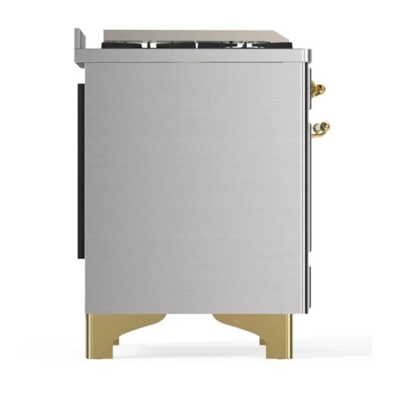ILVE Majestic II 60" Dual Fuel Freestanding Range in Stainless Steel with Brass Trim, UM15FDQNS3SSG