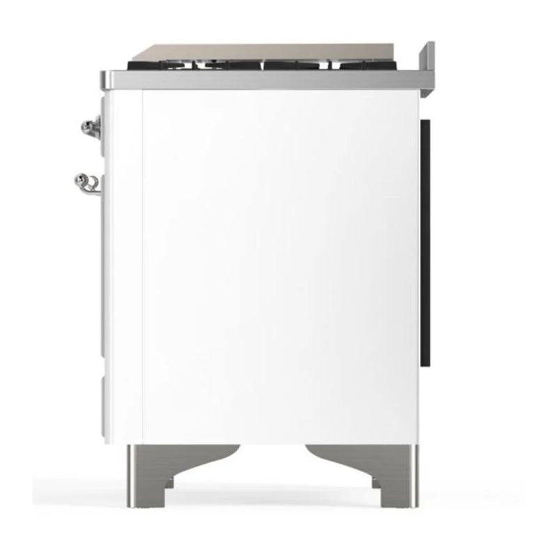 ILVE Majestic II 60" Dual Fuel Freestanding Range in White with Chrome Trim, UM15FDQNS3WHC