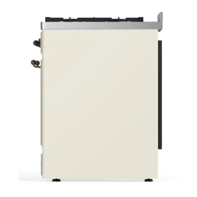 ILVE Majestic II 30" Dual Fuel Freestanding Range in Antique White with Burnished Trim, UM30DNE3AWBLP