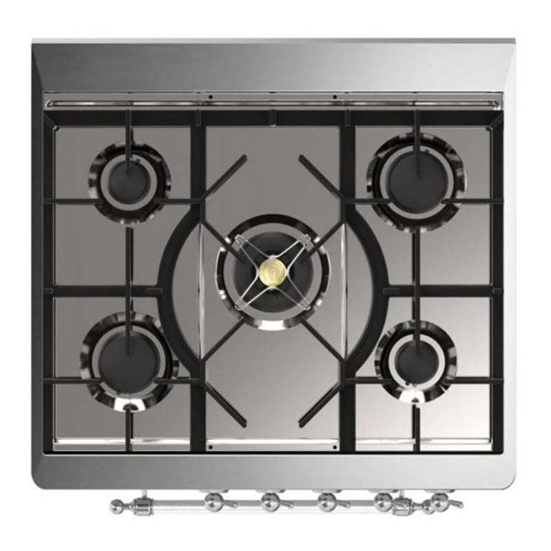 ILVE Majestic II 30" Dual Fuel Freestanding Range in Antique White with Chrome Trim, UM30DNE3AWCLP