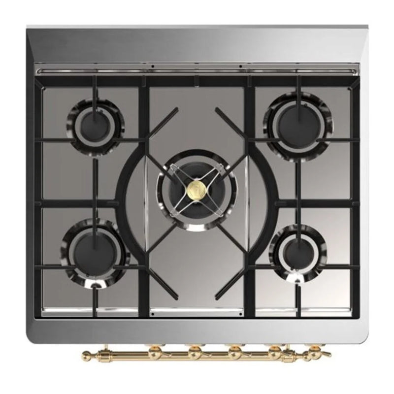 ILVE Majestic II 30" Dual Fuel Freestanding Range in Antique White with Brass Trim, UM30DNE3AWGLP