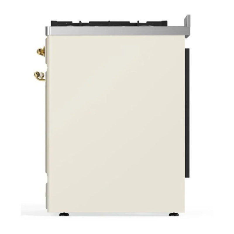 ILVE Majestic II 30" Dual Fuel Freestanding Range in Antique White with Brass Trim, UM30DNE3AWGLP