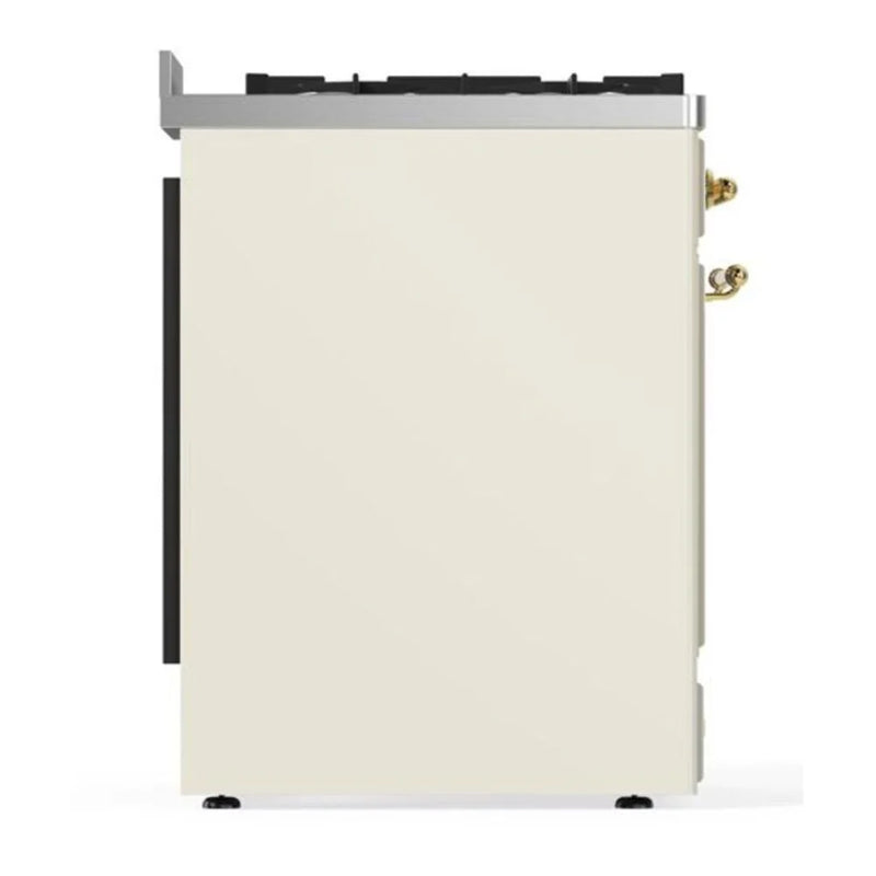 ILVE Majestic II 30" Dual Fuel Freestanding Range in Antique White with Brass Trim, UM30DNE3AWGLP