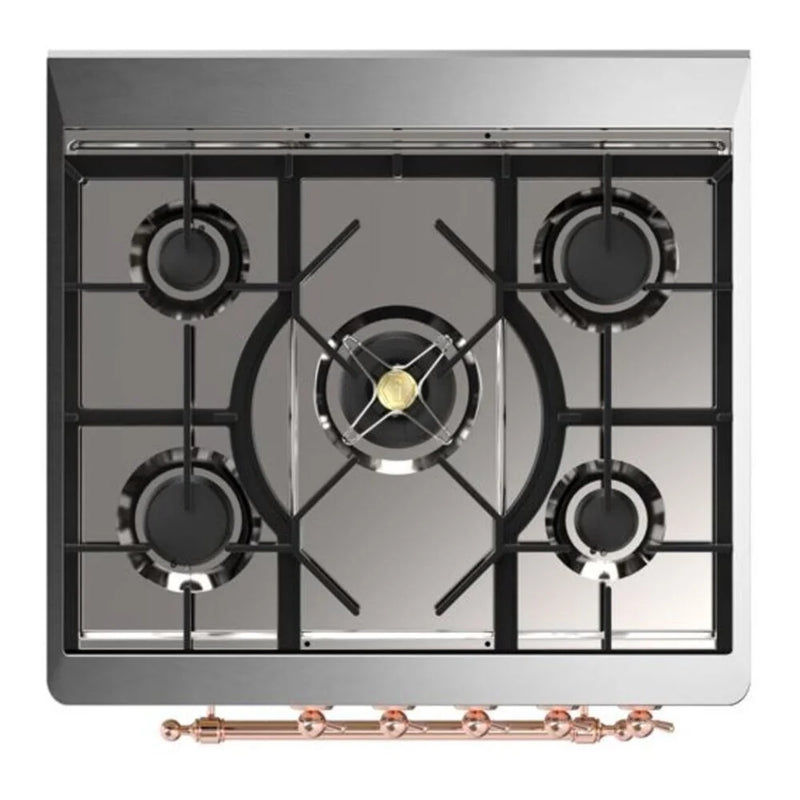 ILVE Majestic II 30" Dual Fuel Freestanding Range in Antique White with Copper Trim, UM30DNE3AWPLP