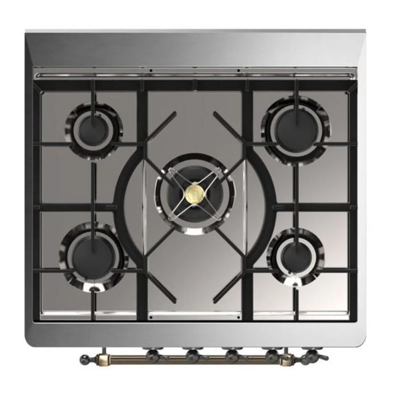 ILVE Majestic II 30" Dual Fuel Freestanding Range in Blue Grey with Burnished Trim, UM30DNE3BGBLP