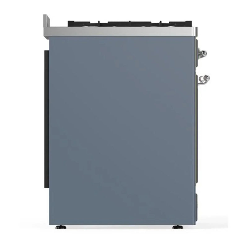 ILVE Majestic II 30" Dual Fuel Freestanding Range in Blue Grey with Chrome Trim, UM30DNE3BGCLP