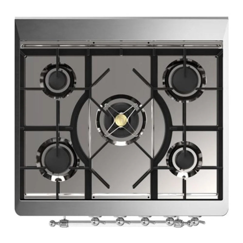 ILVE Majestic II 30" Dual Fuel Freestanding Range in Blue Grey with Chrome Trim, UM30DNE3BGC