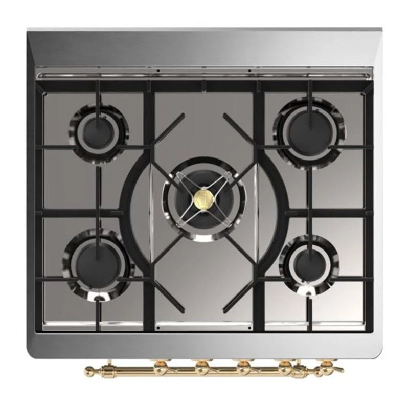 ILVE Majestic II 30" Dual Fuel Freestanding Range in Blue Grey with Brass Trim, UM30DNE3BGGLP