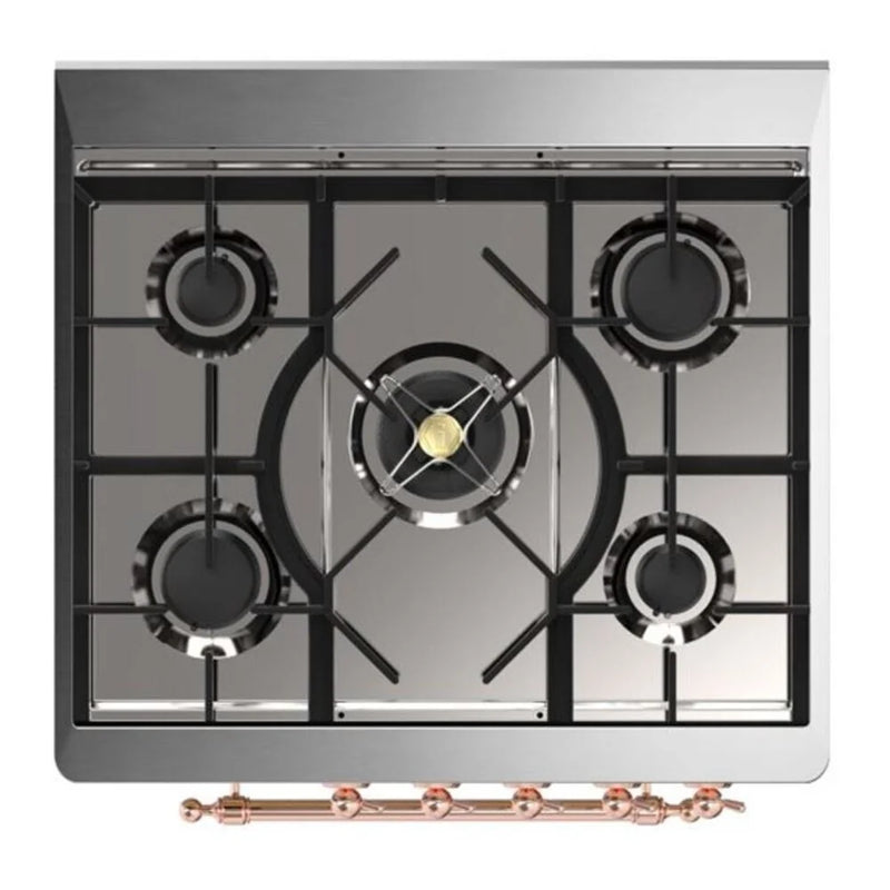 ILVE Majestic II 30" Dual Fuel Freestanding Range in Blue Grey with Copper Trim, UM30DNE3BGPLP