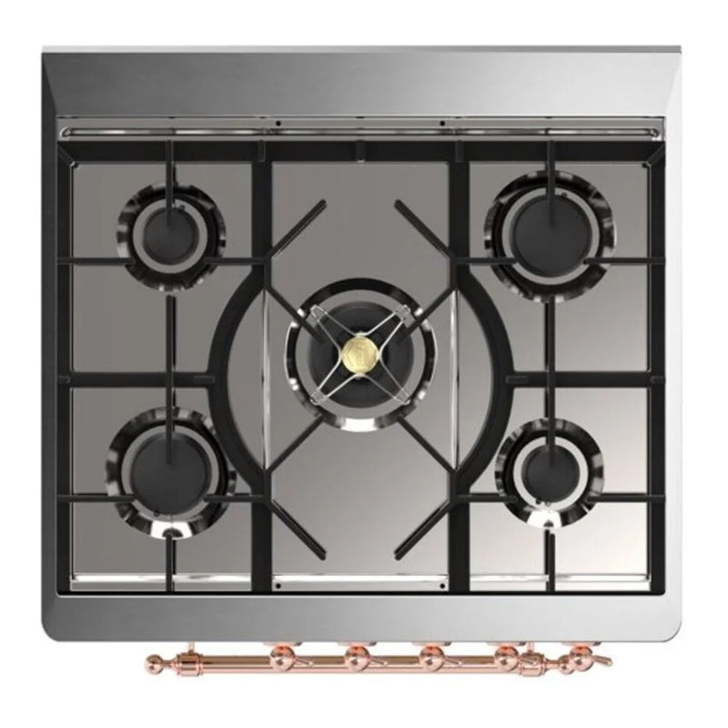 ILVE Majestic II 30" Dual Fuel Freestanding Range in Blue Grey with Copper Trim, UM30DNE3BGP