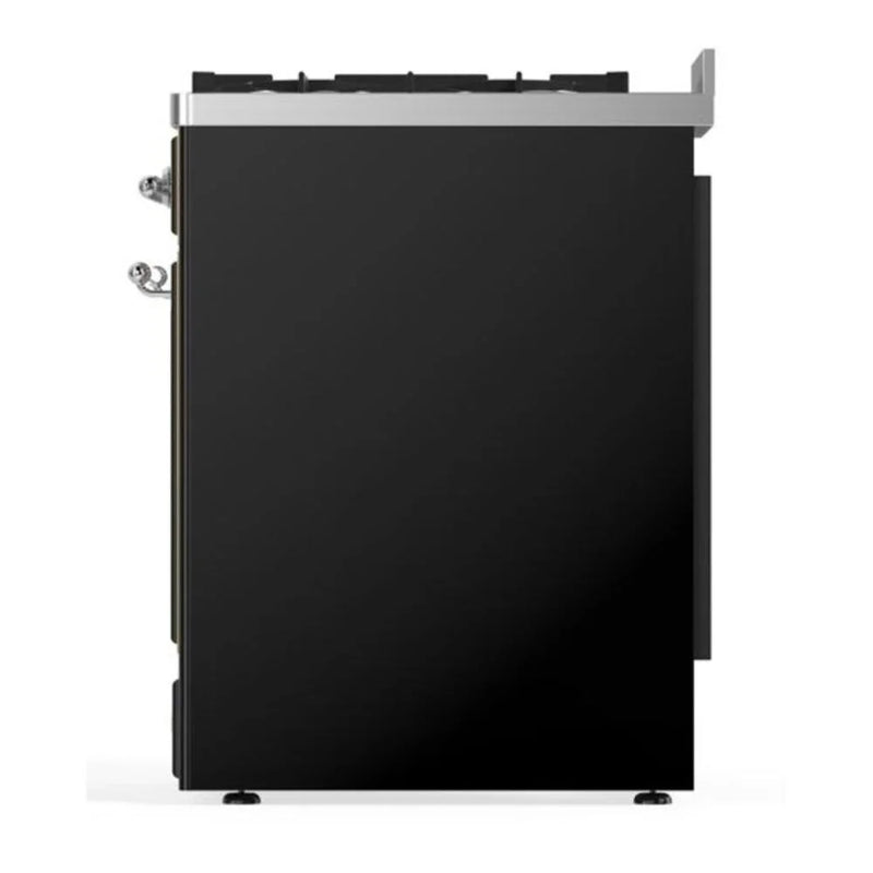 ILVE Majestic II 30" Dual Fuel Freestanding Range in Glossy Black with Chrome Trim, UM30DNE3BKCLP