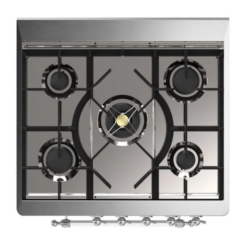 ILVE Majestic II 30" Dual Fuel Freestanding Range in Glossy Black with Chrome Trim, UM30DNE3BKC