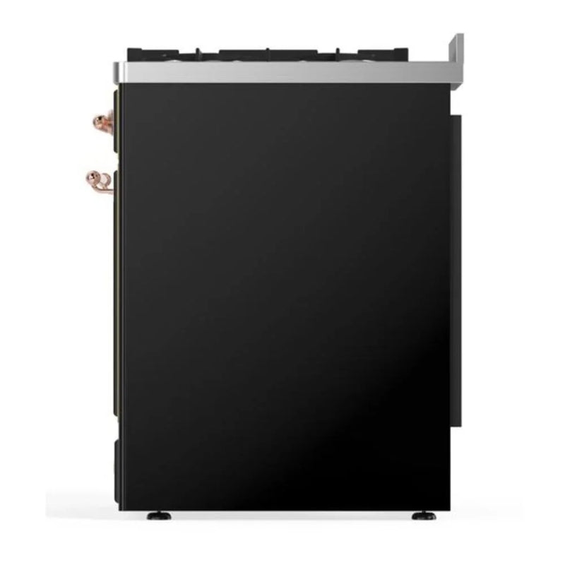 ILVE Majestic II 30" Dual Fuel Freestanding Range in Glossy Black with Copper Trim, UM30DNE3BKPLP