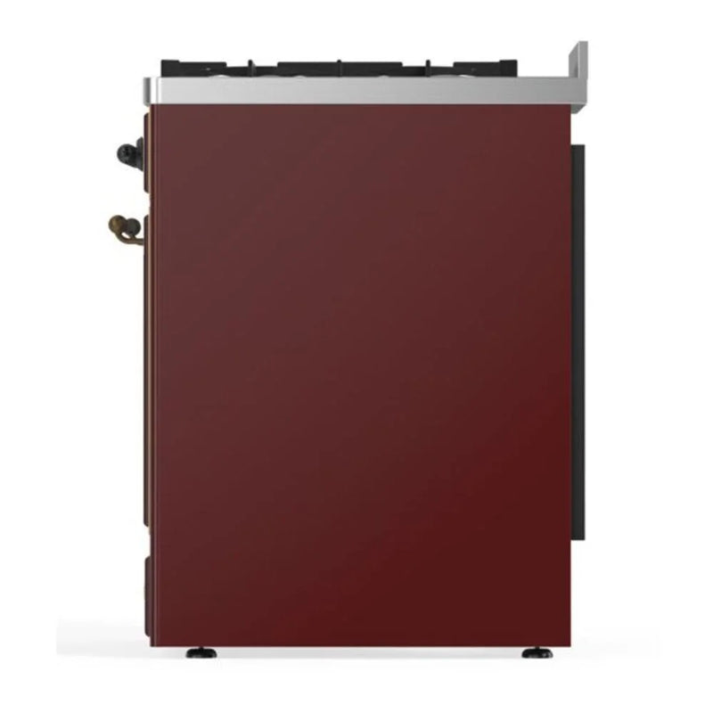 ILVE Majestic II 30" Dual Fuel Freestanding Range in Burgundy with Burnished Trim, UM30DNE3BUBLP