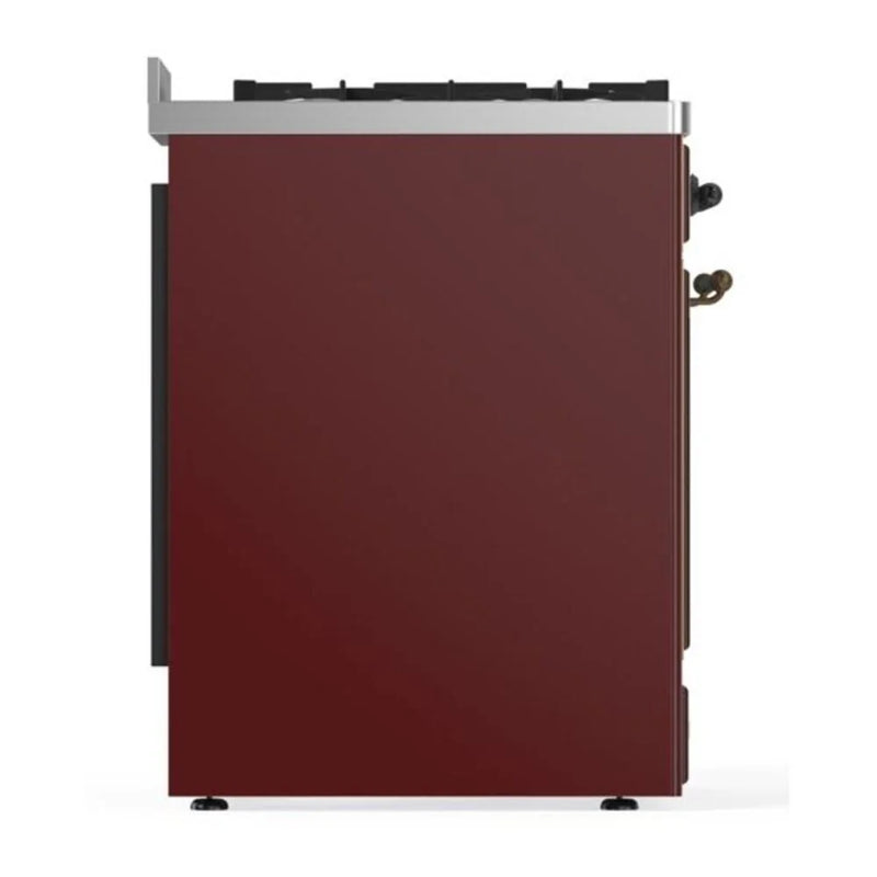 ILVE Majestic II 30" Dual Fuel Freestanding Range in Burgundy with Burnished Trim, UM30DNE3BUB