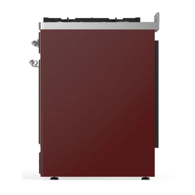 ILVE Majestic II 30" Dual Fuel Freestanding Range in Burgundy with Chrome Trim, UM30DNE3BUC