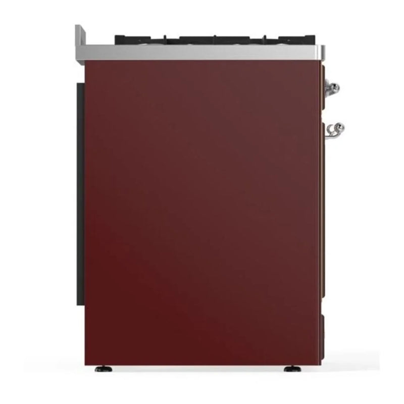 ILVE Majestic II 30" Dual Fuel Freestanding Range in Burgundy with Chrome Trim, UM30DNE3BUC