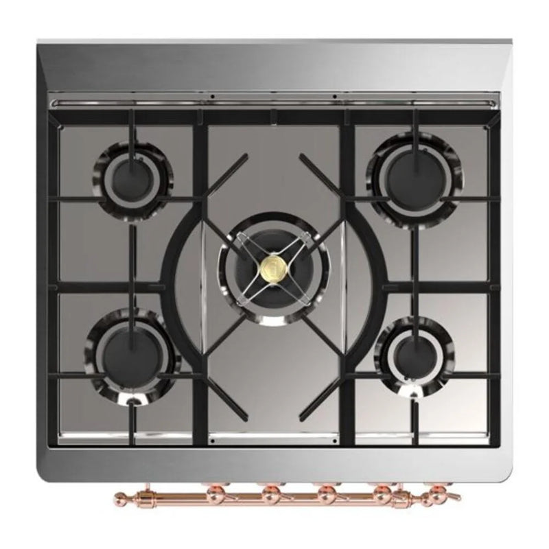 ILVE Majestic II 30" Dual Fuel Freestanding Range in Burgundy with Copper Trim, UM30DNE3BUPLP