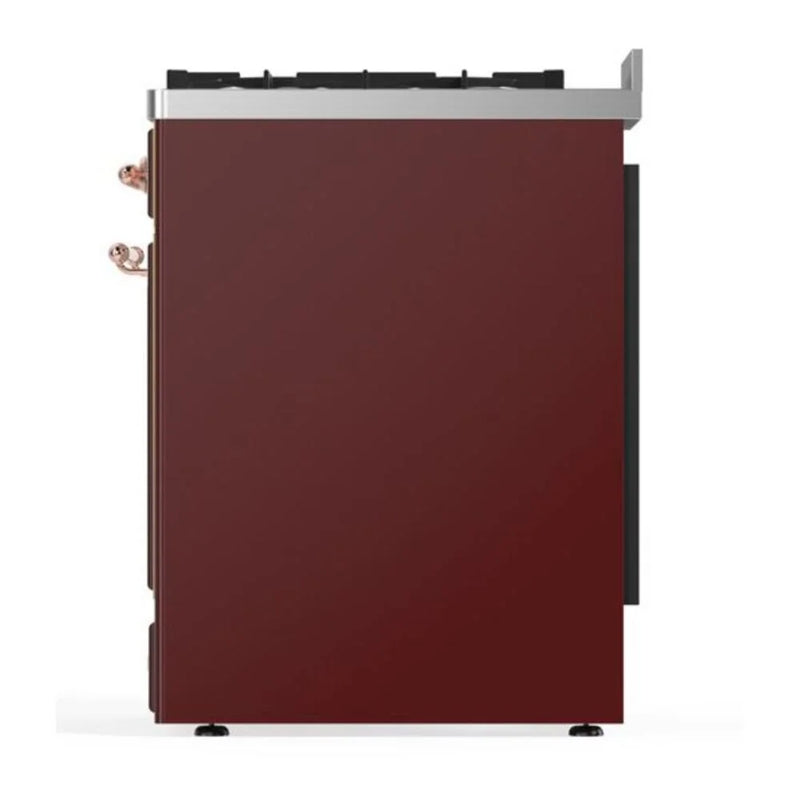 ILVE Majestic II 30" Dual Fuel Freestanding Range in Burgundy with Copper Trim, UM30DNE3BUPLP