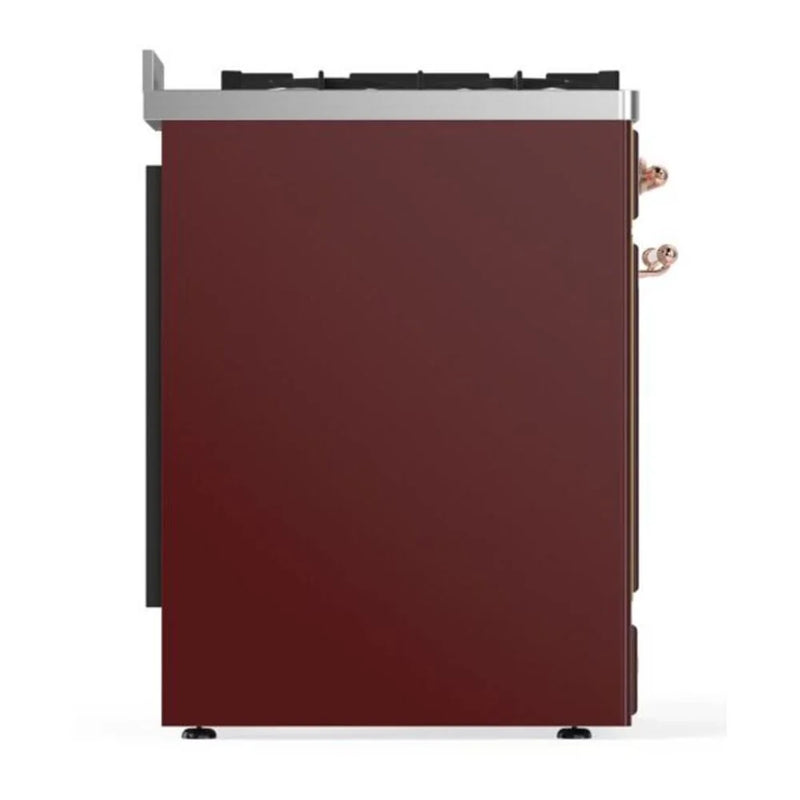 ILVE Majestic II 30" Dual Fuel Freestanding Range in Burgundy with Copper Trim, UM30DNE3BUPLP