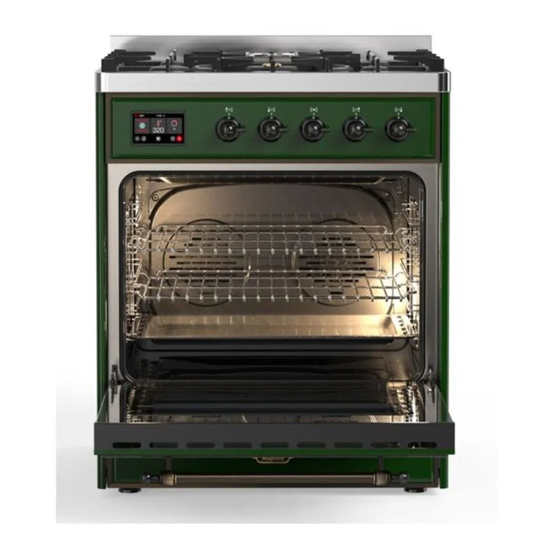 ILVE Majestic II 30" Dual Fuel Freestanding Range in Emerald Green with Burnished Trim, UM30DNE3EGB