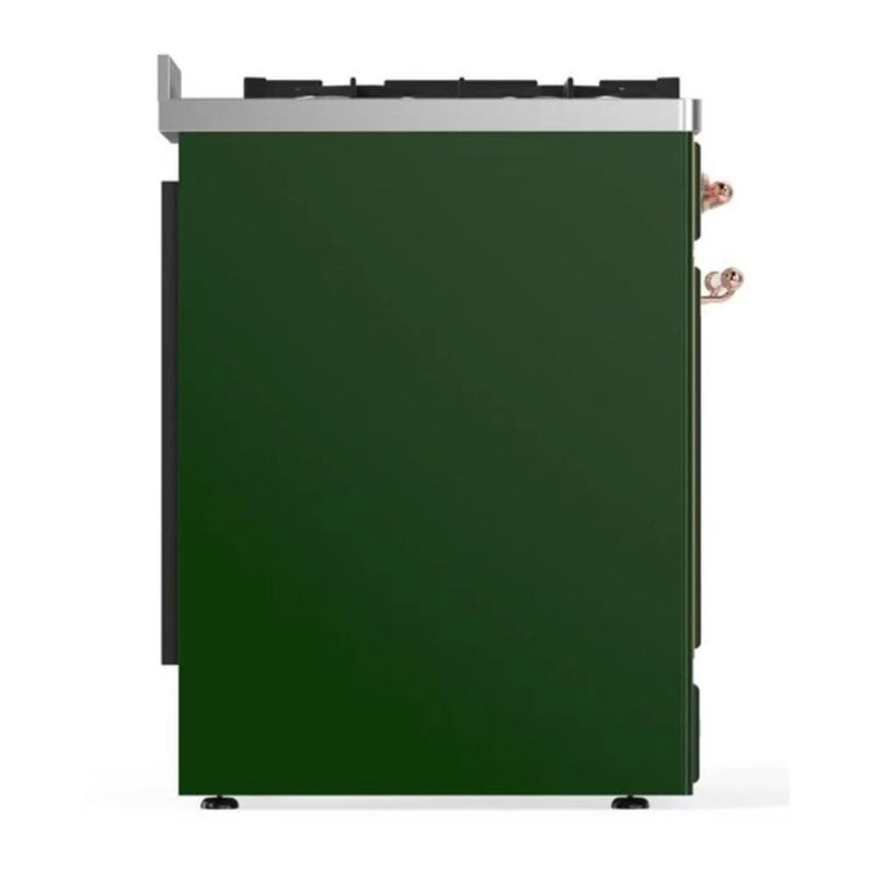 ILVE Majestic II 30" Dual Fuel Freestanding Range in Emerald Green with Copper Trim, UM30DNE3EGP
