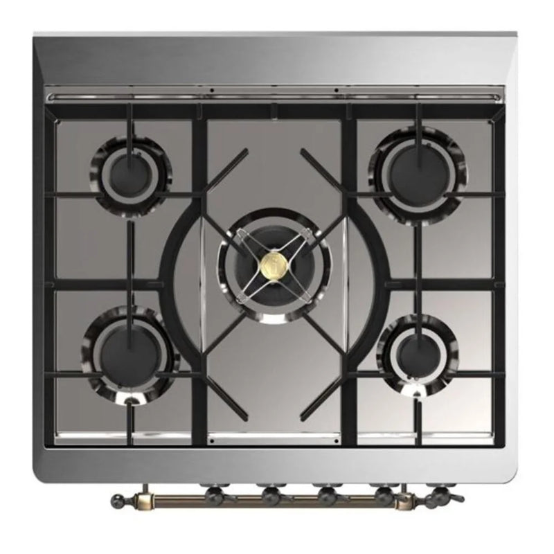 ILVE Majestic II 30" Dual Fuel Freestanding Range in Midnight Blue with Burnished Trim, UM30DNE3MBBLP